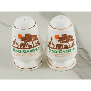 Busch Gardens Salt & Pepper Shakers Tampa Florida 3 1/4" Porcelain Souvenir 80's